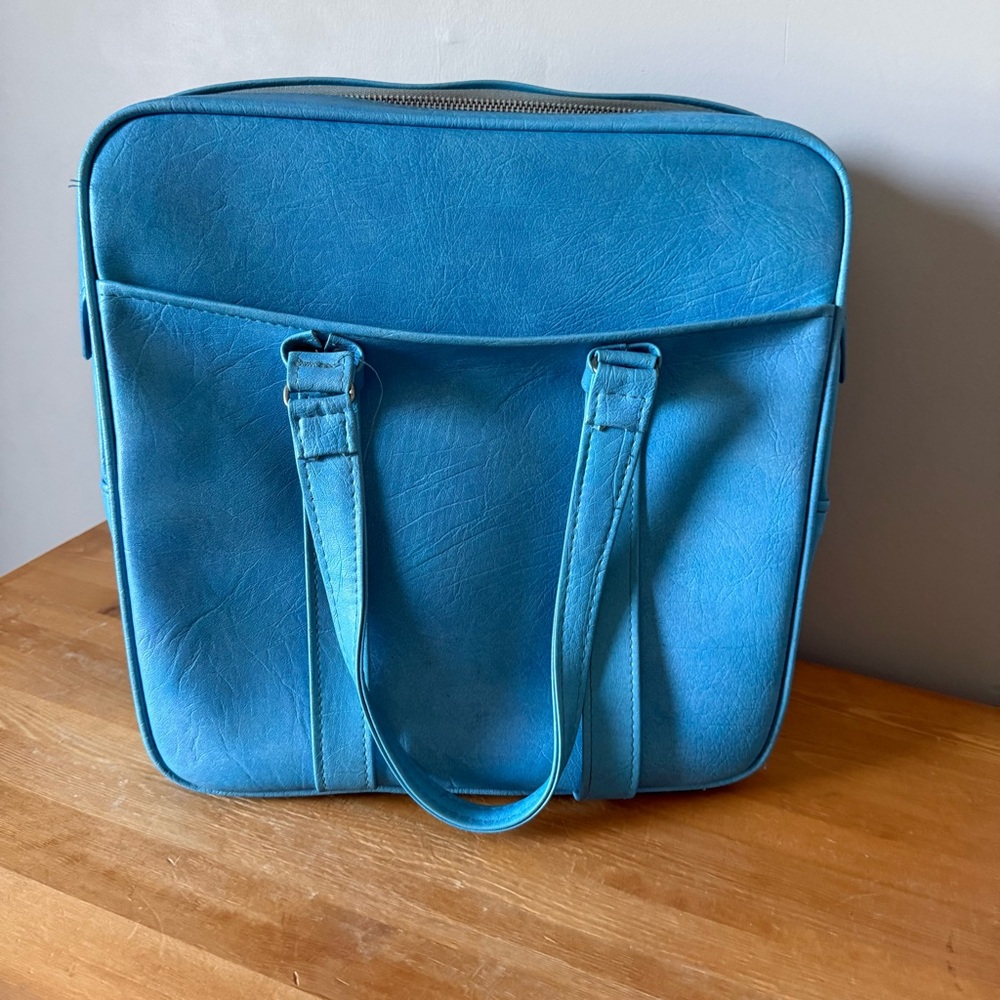 Vintage Samsonite Silhouette Luggage Bag Tote Carry On Overnight Blue Travel
